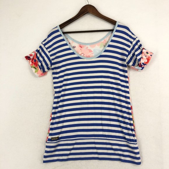 Matilda Jane Women's Size Small Bewitching Tidbit Blue White Pink Tunic Top - Picture 8 of 9